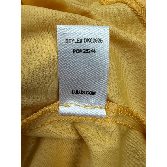 Lulus Mustard Yellow Floral Print Mini Dress Short‎ Sleeve Deep V Neck - Picture 8 of 10